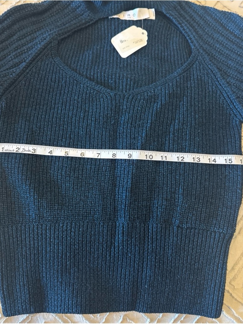 IRO Deep Teal Ribbed V-Neck Sweater